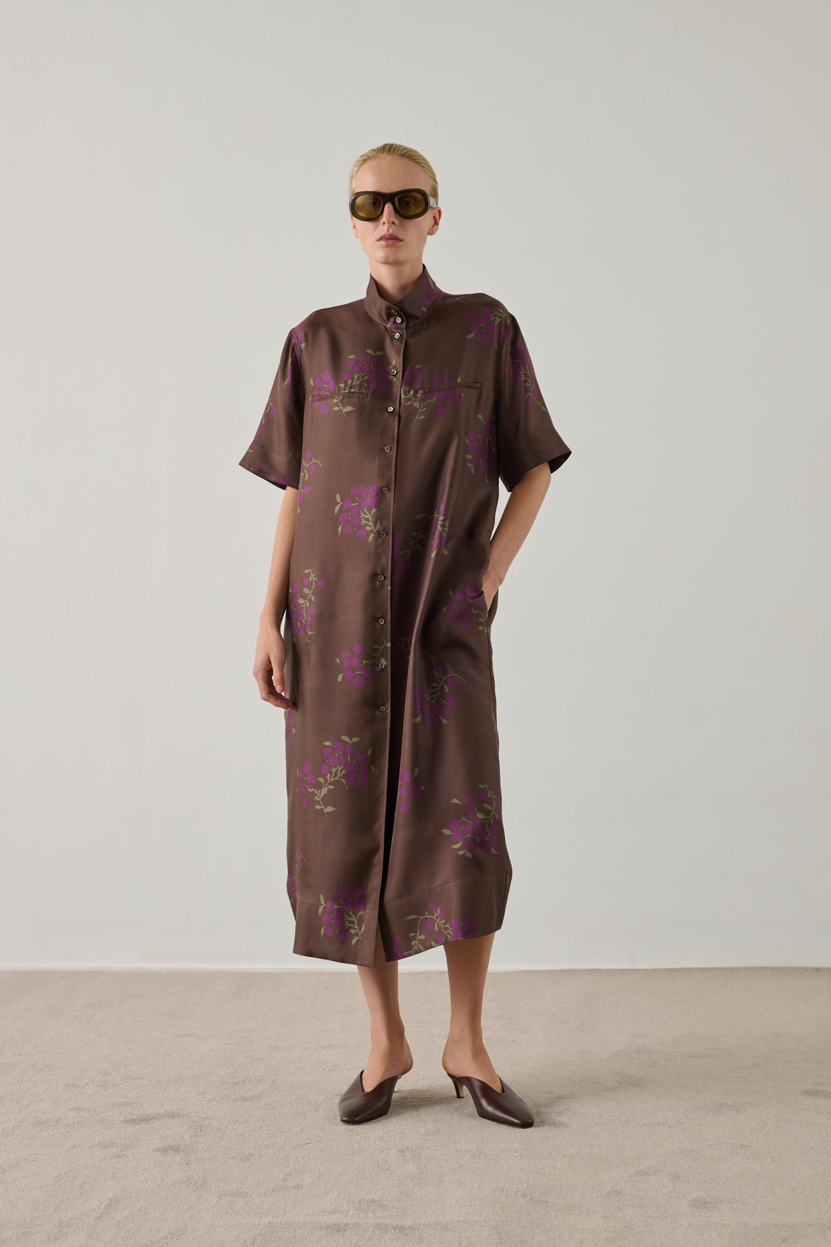 Robe Witty - Marron/Violet - Soie - Femme vue 4